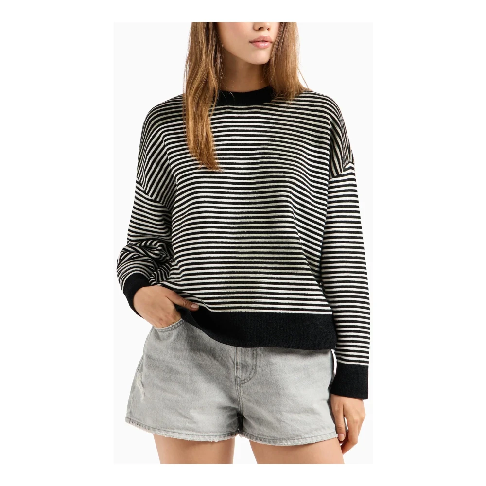 Armani Exchange Gestreepte trui met contrastdetails Multicolor Dames
