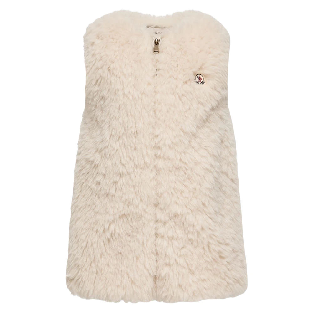 Moncler , Dresses, Female, Beige, 8 Y | 128 Cm, Faux Fur Sleeveless Dress