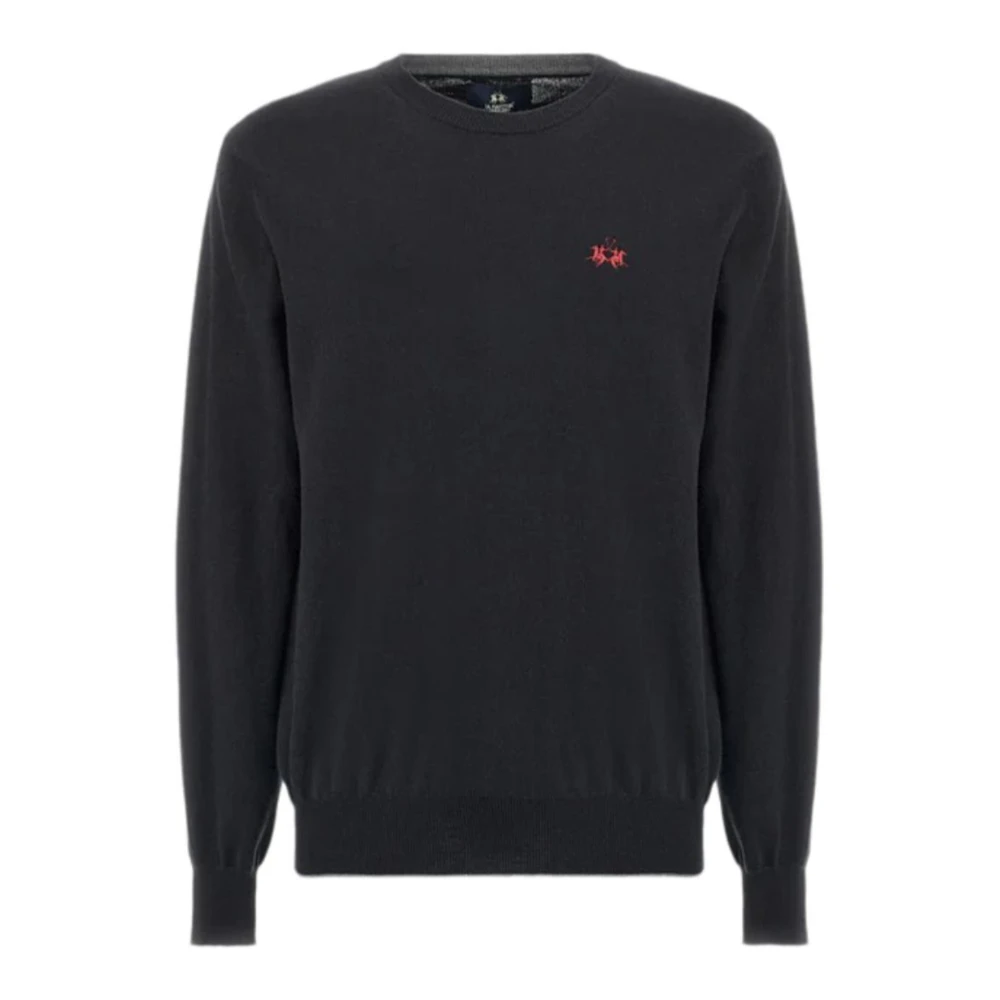 La Martina Men's Black Sweatshirts,, Logo Jumper Cotton Wool Medium