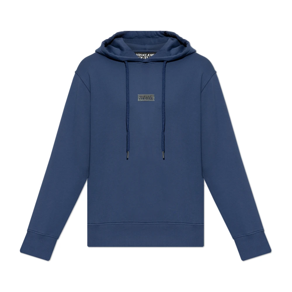 Versace Jeans Couture Sweatshirt med logotypapplikation Blue, Herr