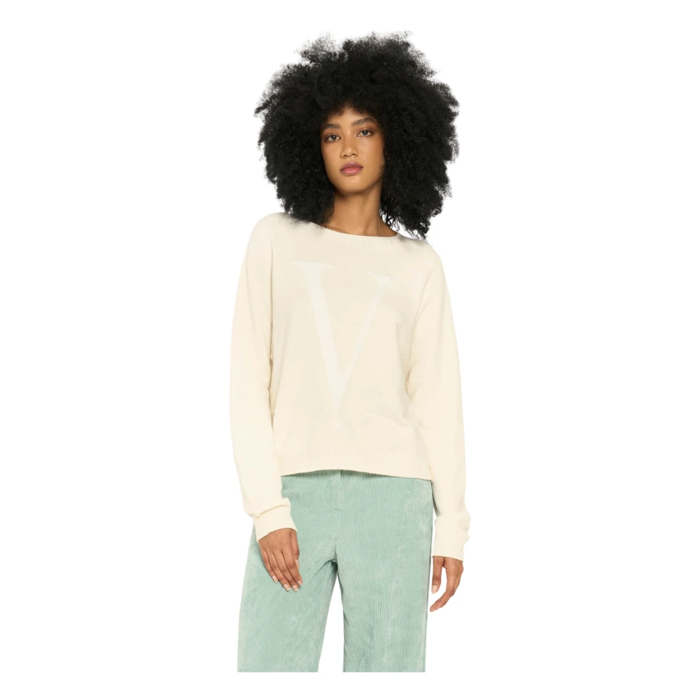Vicario Cinque Geborduurde Trui met Lange Mouwen White Dames