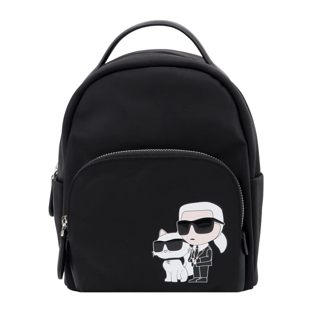 Karl Lagerfeld Zwarte Leren Bucket Rugzak Black Dames