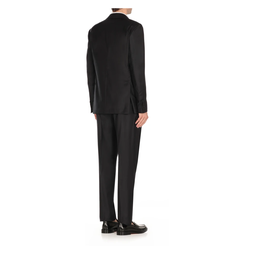 Lardini Zwart wollen pak met pieklapel Black Heren