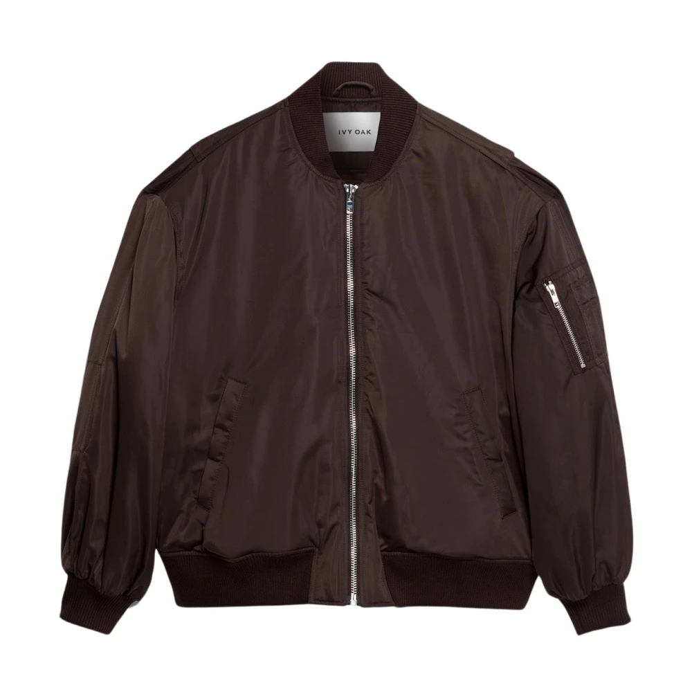 IVY OAK Oversized Bomber Jacket i Mörkbrun Brown, Dam