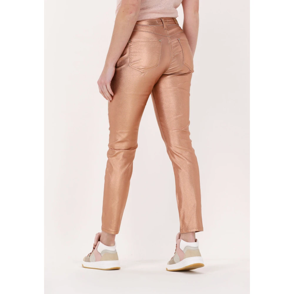Summum Woman Skinny Foil Coated Twill Jeans Pink Dames