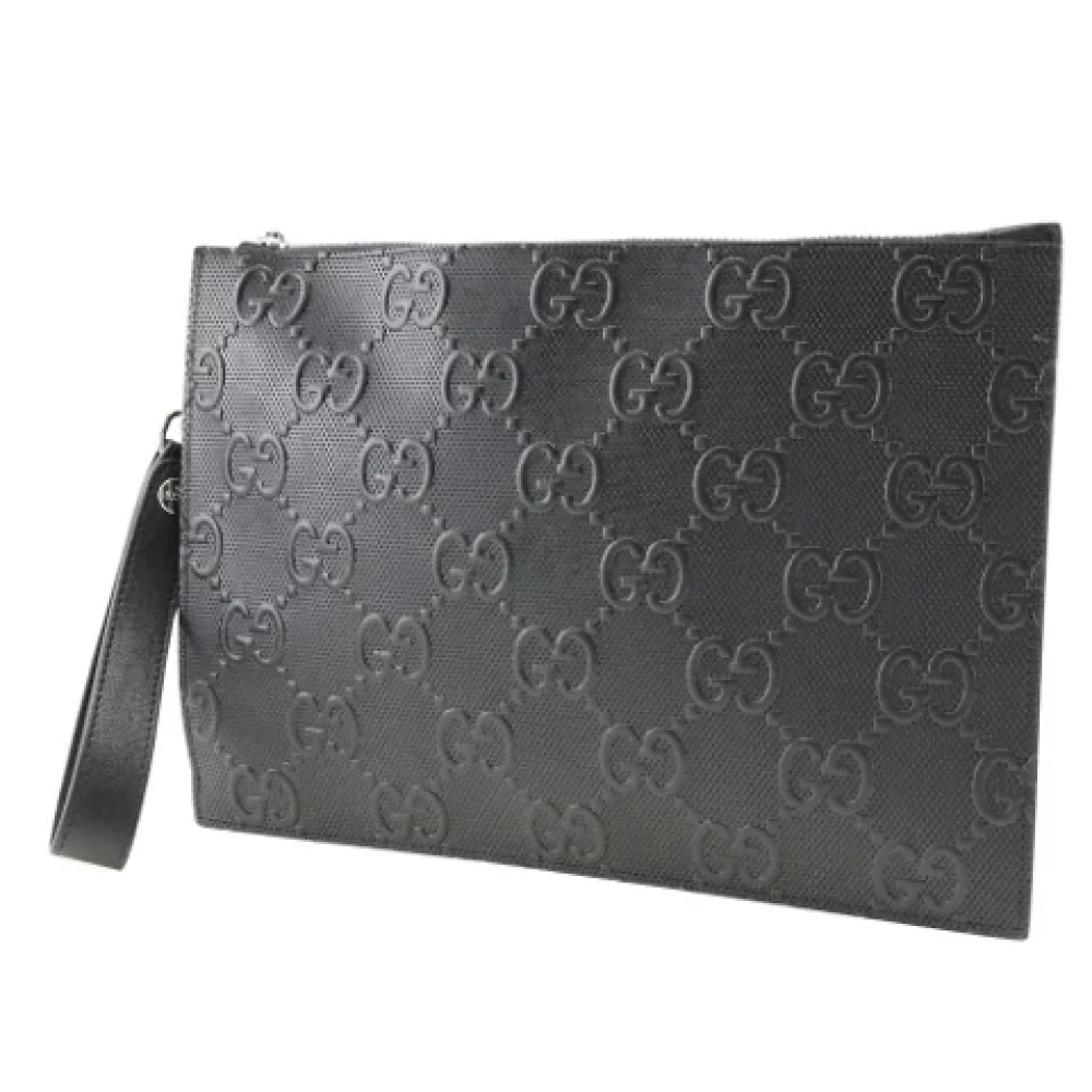 Gucci Vintage Pre-owned Leather clutches Black Dames