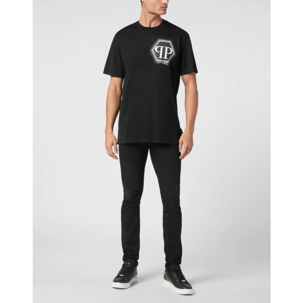 Philipp Plein Zwart T-shirt met Fantasieprint Black Heren