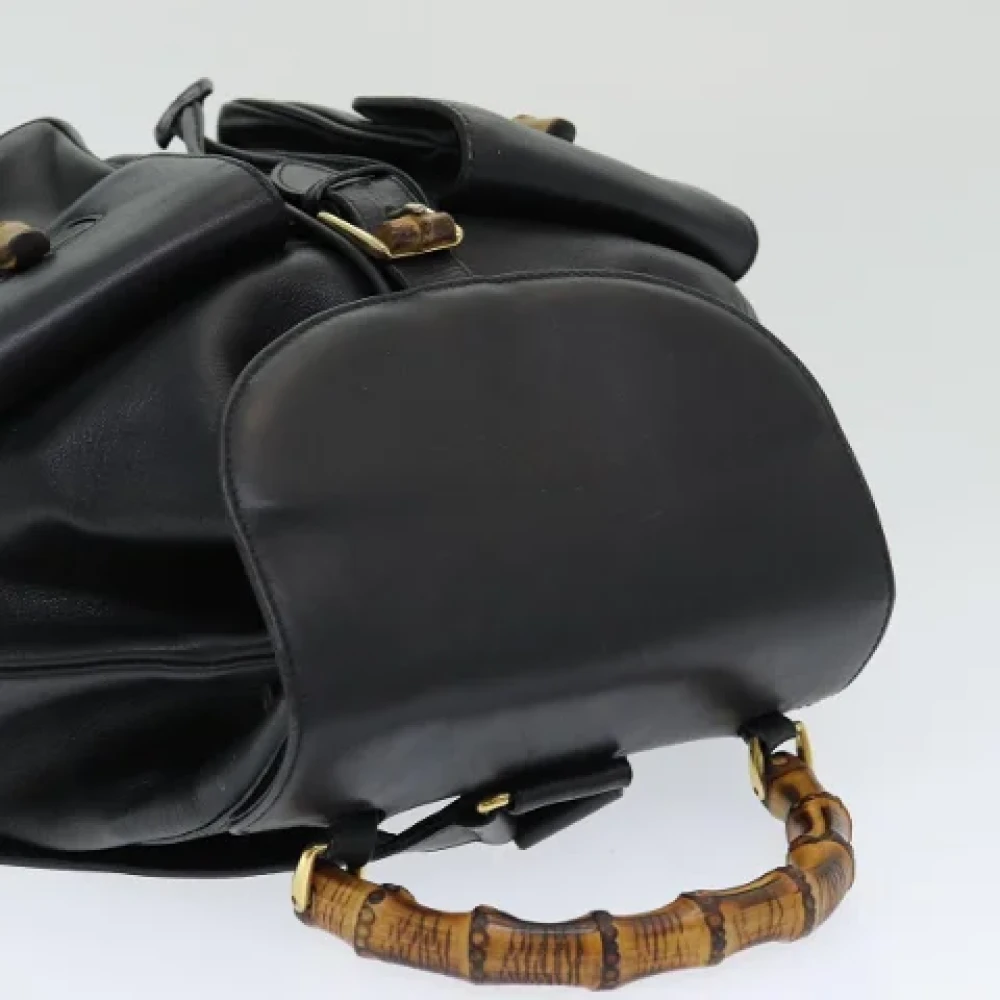 Gucci Vintage Pre-owned Leather backpacks Black Dames