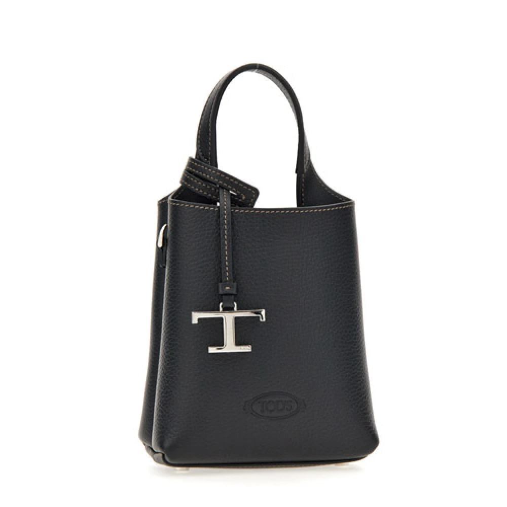 TOD'S Zwarte Leren Schoudertas Black Dames