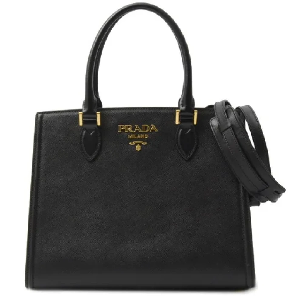 Prada Vintage Pre-owned Leather handbags Black Dames