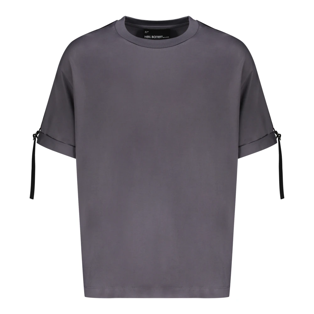 Neil Barrett Geribbelde katoenen T-shirt met schouderinzetten Gray Heren