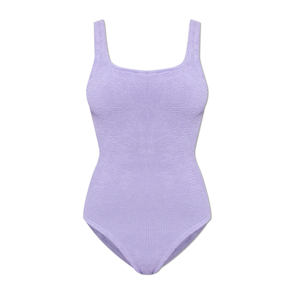 Hunza G Women's Purple Swimsuits, One Size, Coverage Square Neck Swimsuit