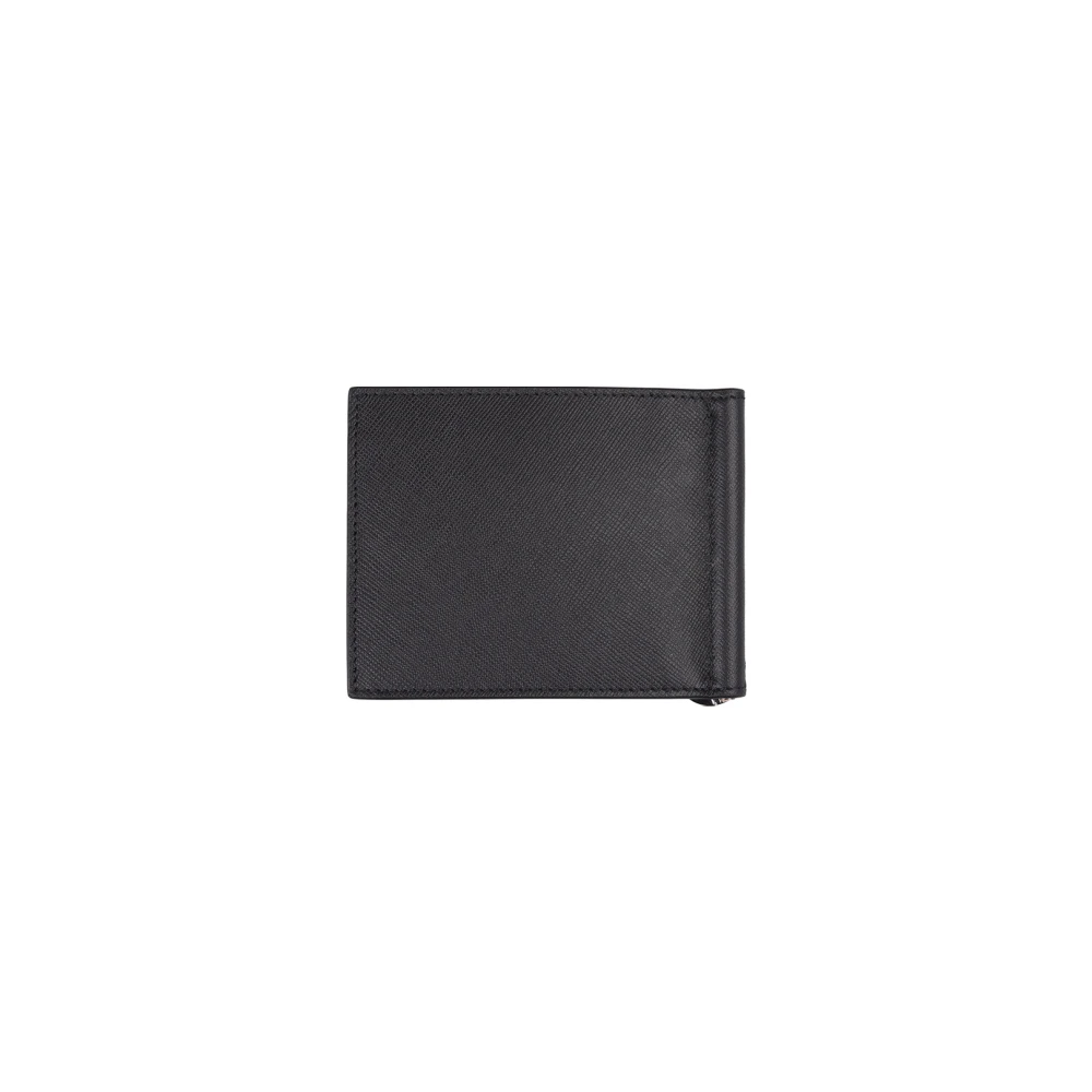 Kiton Zwarte Leren Portemonnee Black Heren