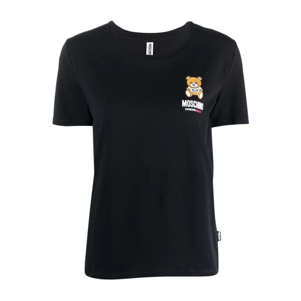Moschino Zwarte T-shirt met Teddybeerprint Black Dames