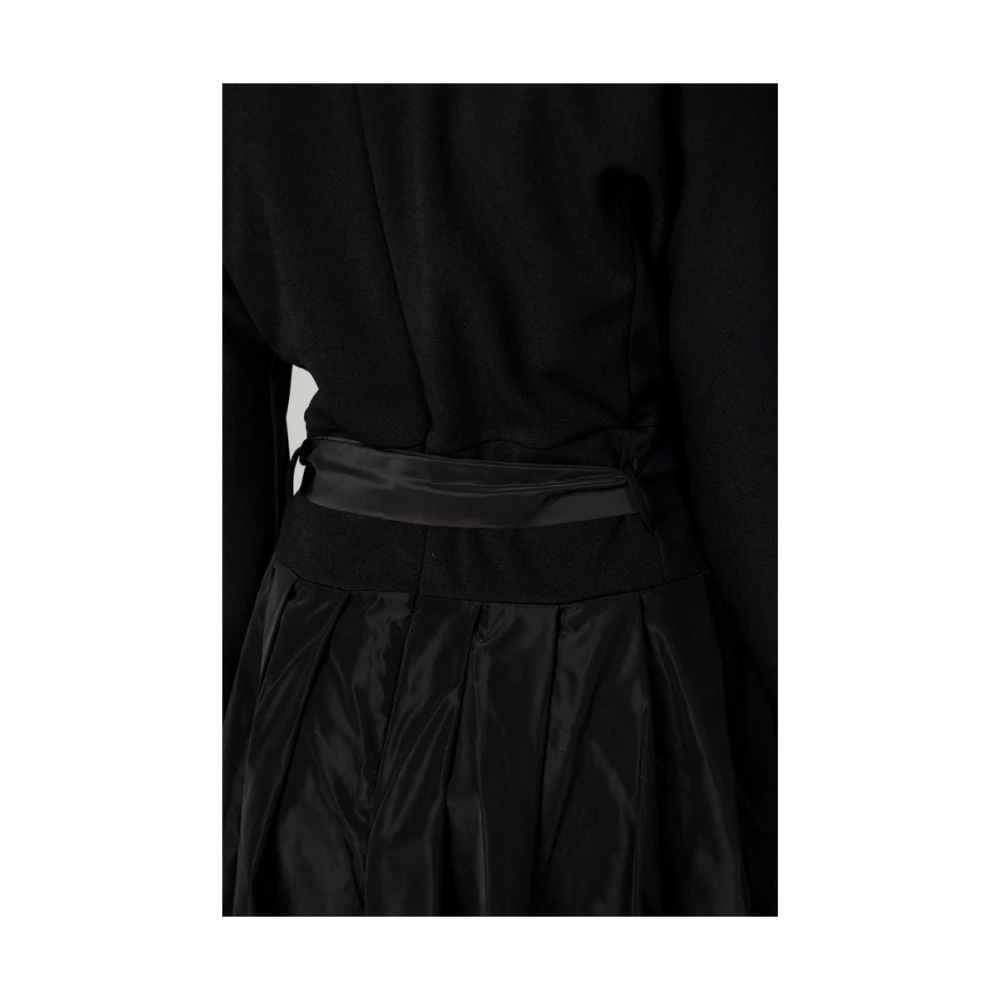 Sandro Ferrone Zwart Polyester Lang Jurk Black Dames