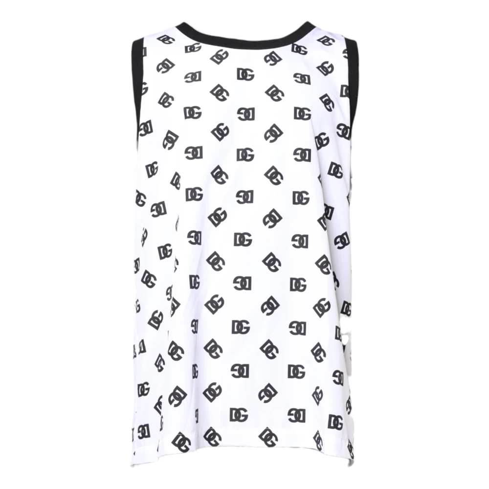 Dolce & Gabbana Men's White Sleeveless Tops, L, Sleeveless Dg Logo T-Shirt
