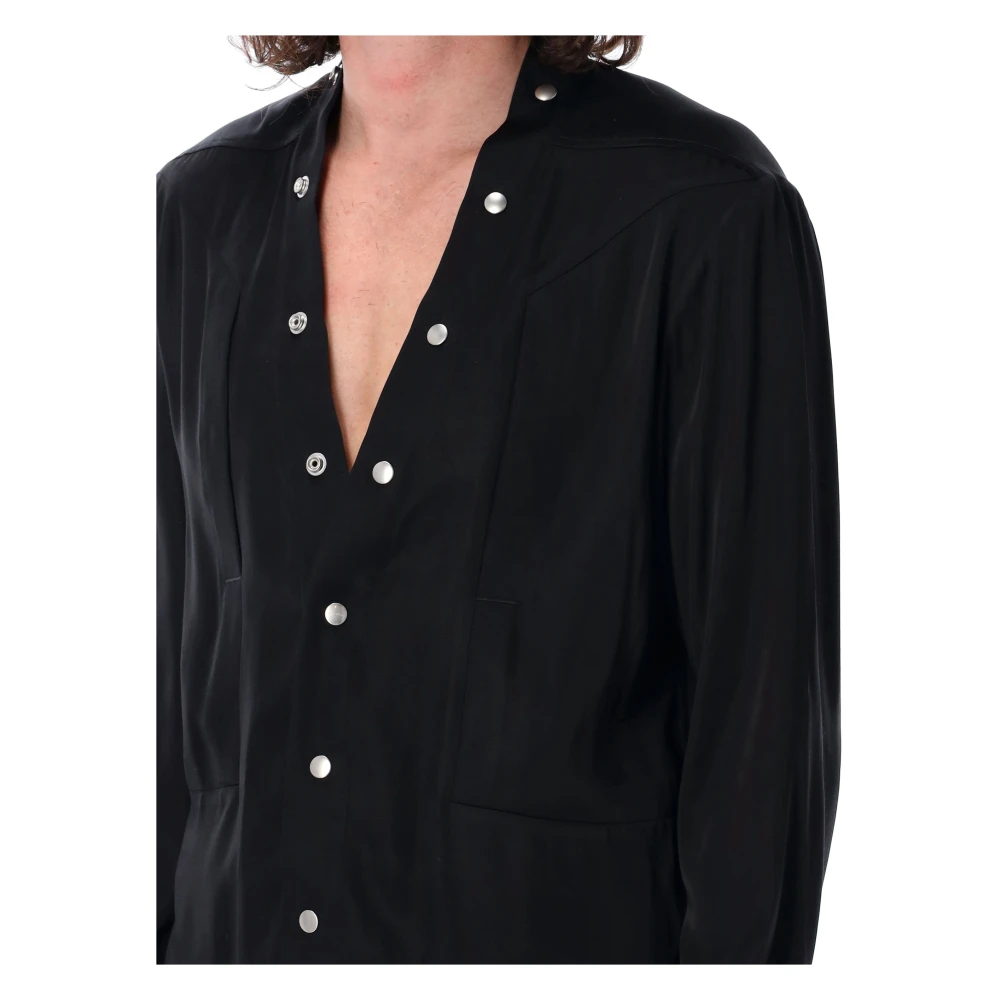 Rick Owens V-Neck Shirt Larry Fogpocket Black Heren