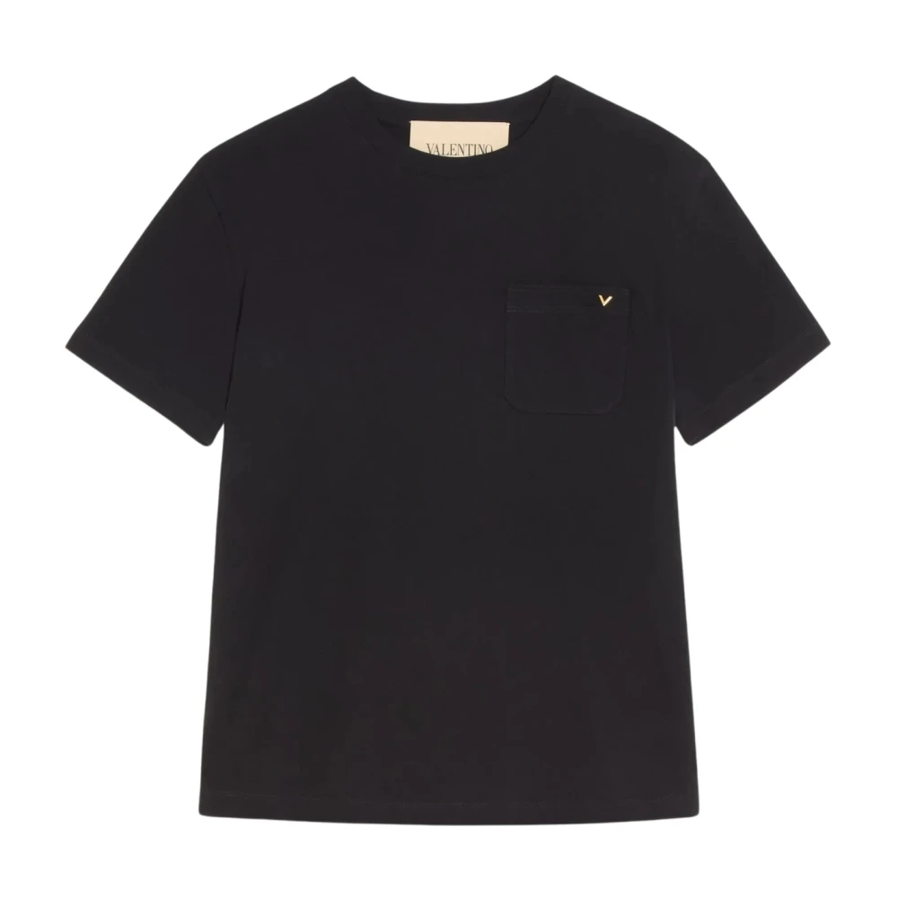 Valentino Cotton T-Shirt With Vgold - Male - T-Shirts - Black - S - Tops