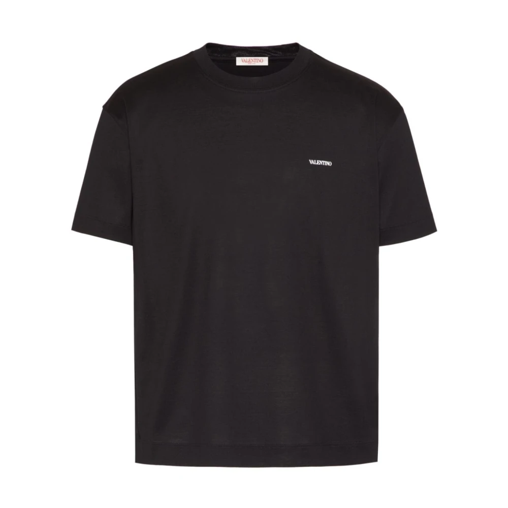 Valentino Zwarte Logo Print T-shirts en Polos Black Heren