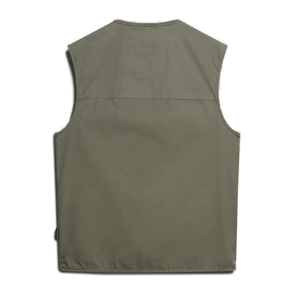 Napapijri Mouwloos Katoenen Vest Mannen Lente Zomer Collectie Green Heren