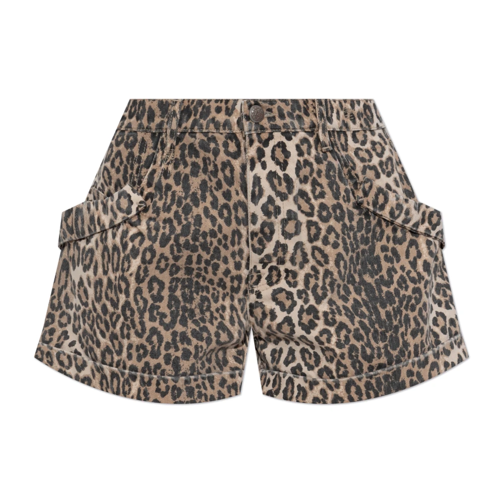 R13 Shorts met dierenprint Beige Dames