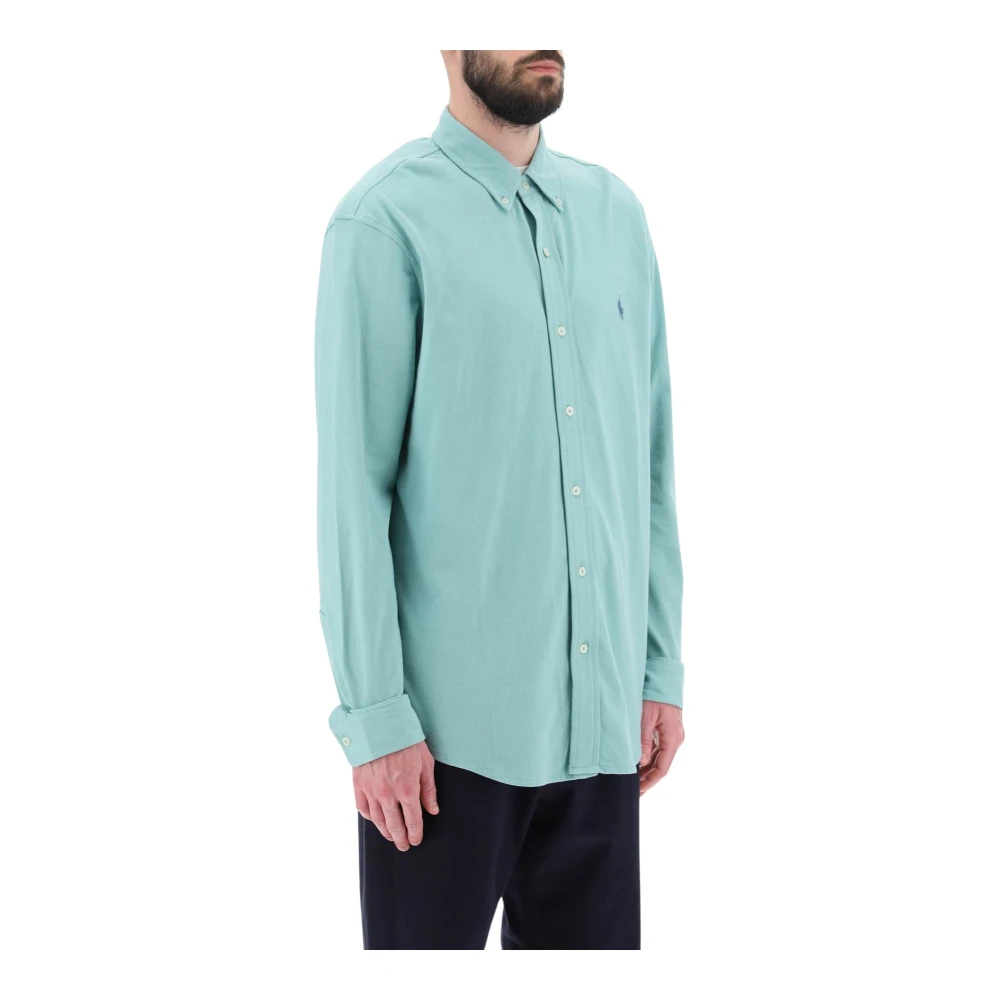 Polo Ralph Lauren Polo shirt met lange mouwen van lichtgewicht katoenen mesh Green Heren