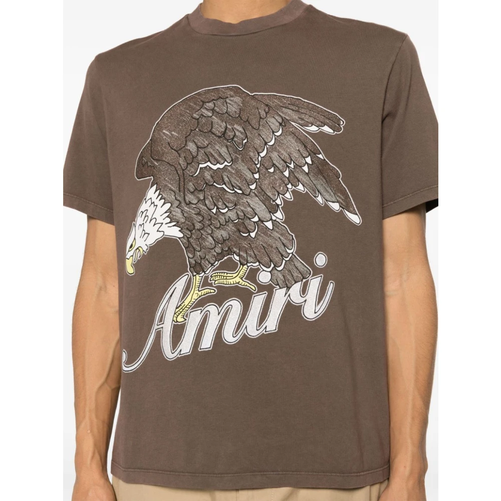 Amiri Bruine Katoenen Jersey T-shirt met Eagle Logo Brown Heren