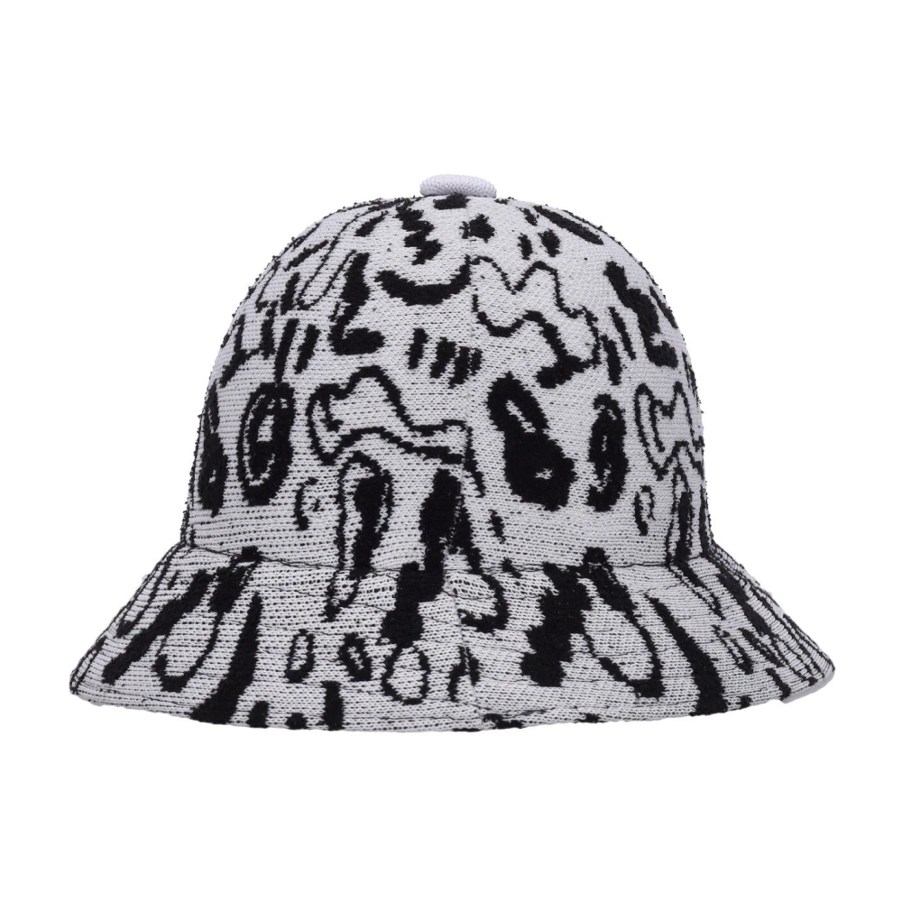 Kangol Jacquard Gebreide Bucket Hoed Wit Zwart Multicolor Heren