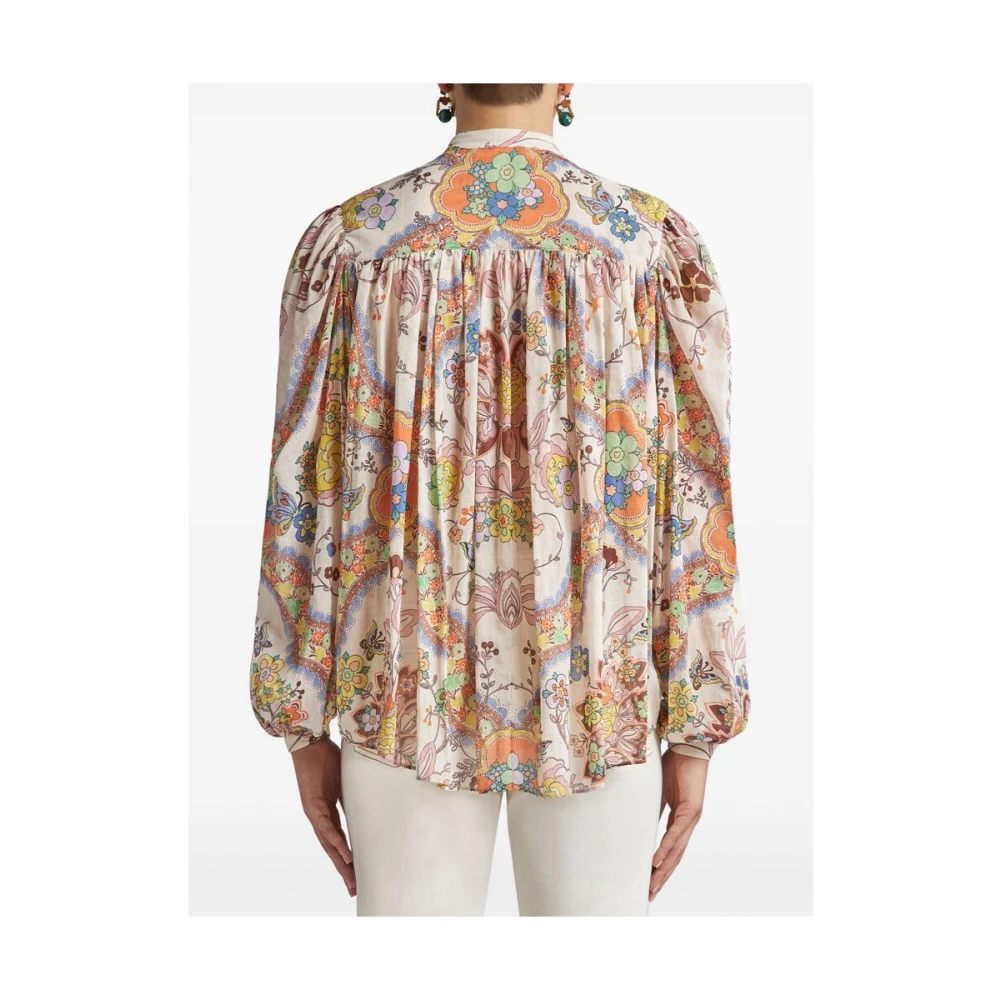 ETRO Beige Blouse met Bisschopsmouwen Multicolor Dames