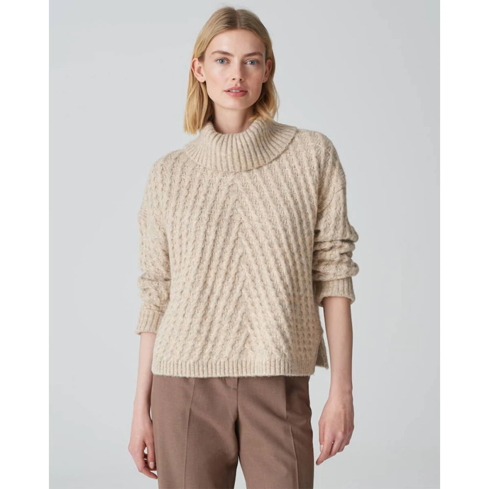 Opus Stijlvolle Pullover met Plinea Detail Brown Dames