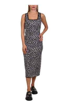 Leopard Jacquard Stickad Klänning