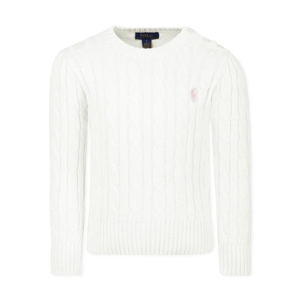 Ralph Lauren Varm Vit Tröja med Rosa Detalj White, Unisex