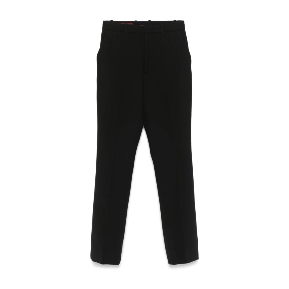 Gucci Zwarte Wol Crepe Broek Rechte Pijp Black Dames