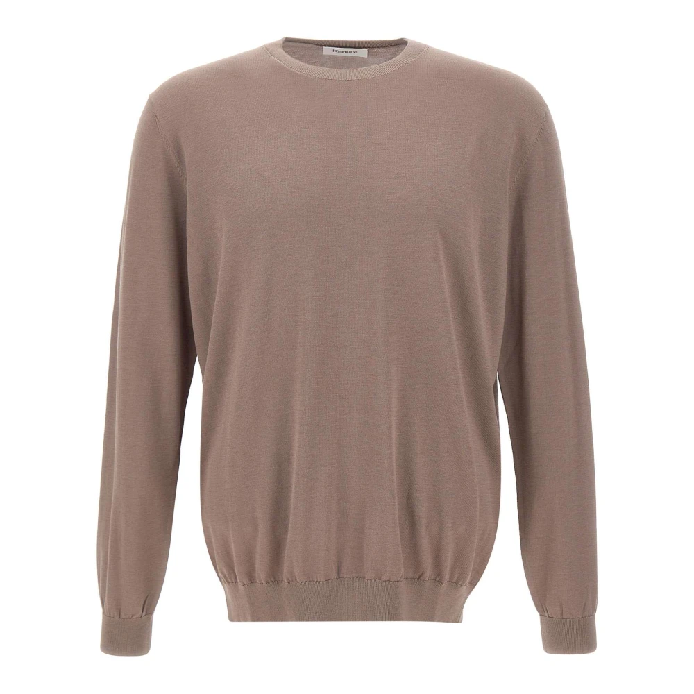 Kangra Brown Round-Neck Knitwear, Male, 2XL, Round-Neck Knitwear