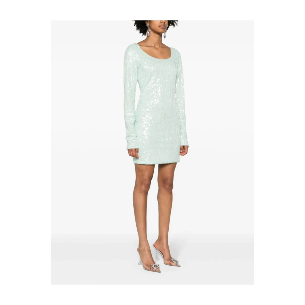 Rotate Birger Christensen Sequin Jurk Lange Mouw Blue Dames