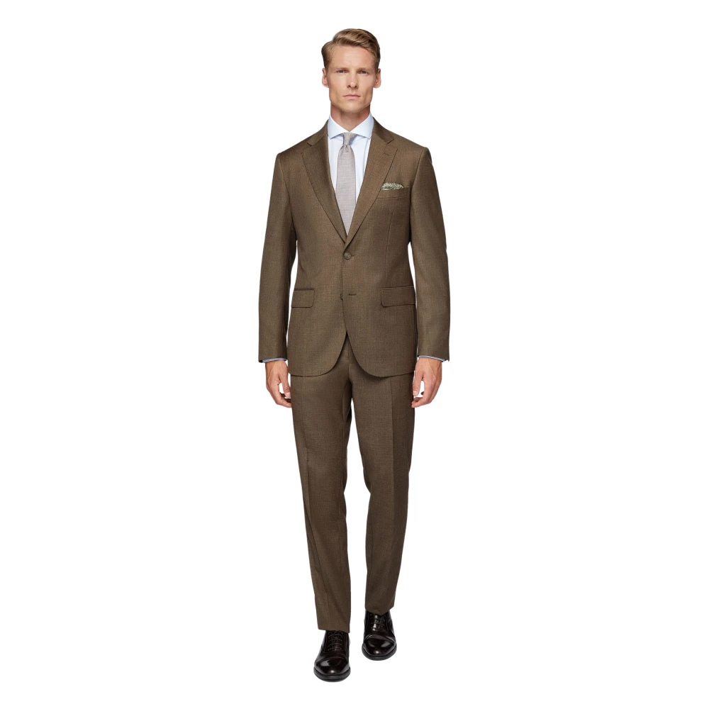 Boggi Milano Melange Wol Polyester Pak Firenze Brown Heren