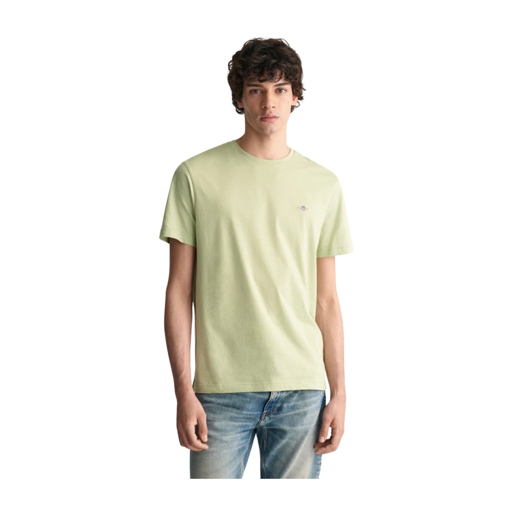 Gant Katoenen T-shirt met geborduurd embleem Green Heren