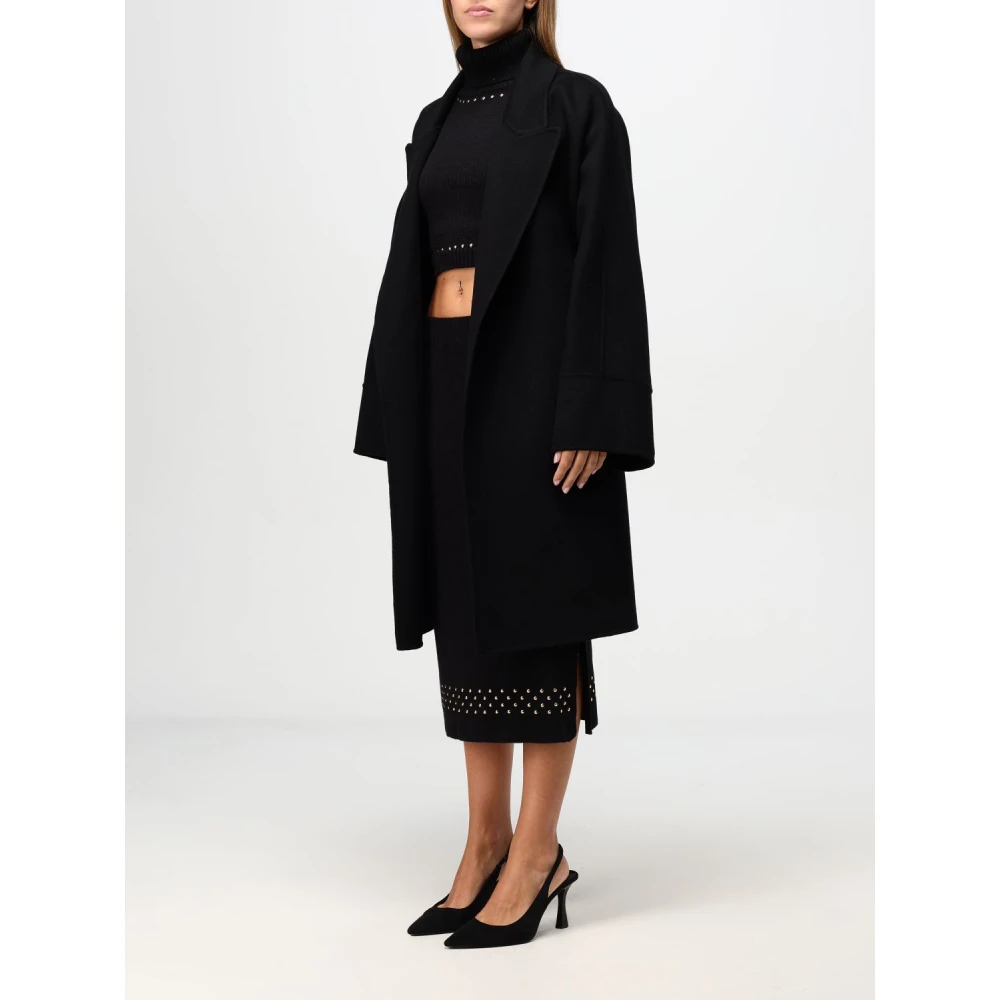 Simona Corsellini Dubbele doek jas gewaad stijl Black Dames