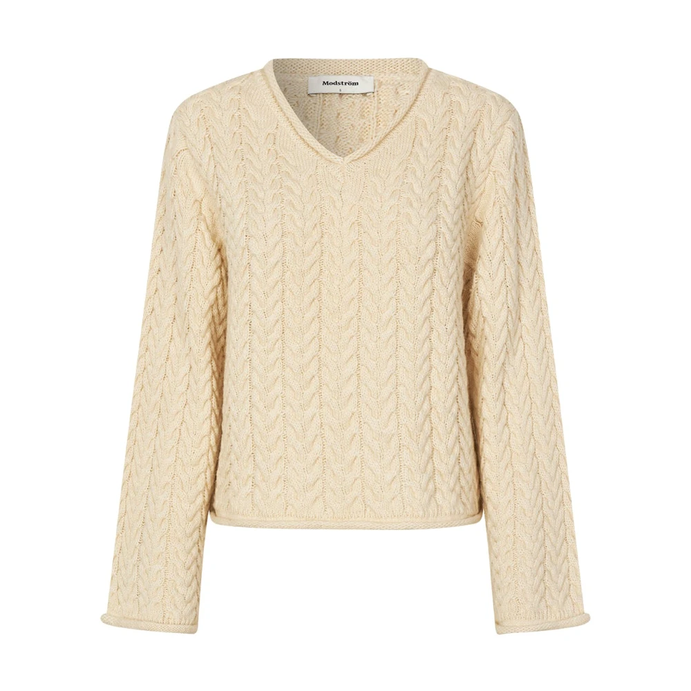 Modström V-Neck Pullover Kurtis Beige Dames