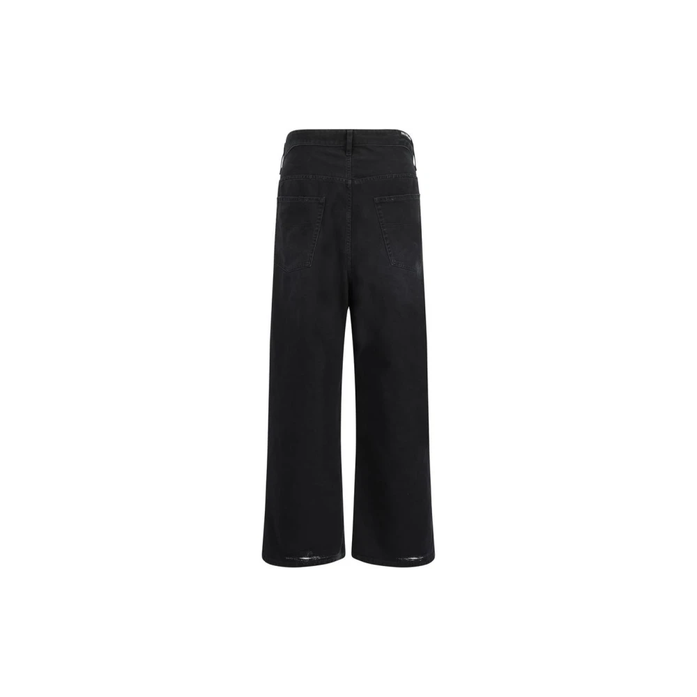 Balenciaga Wide Leg Denim Jeans Black Heren