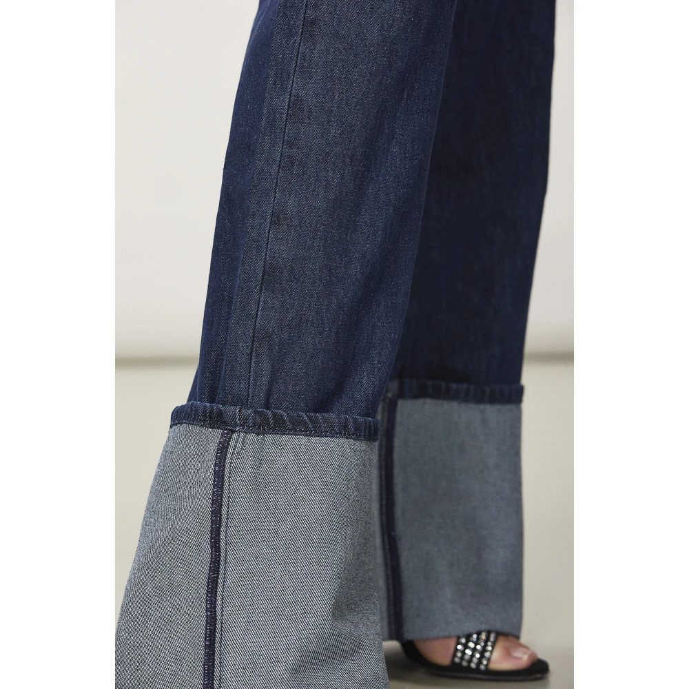 PATRIZIA PEPE Hoge Taille Jeans met Omgeslagen Pijpen Blue Dames
