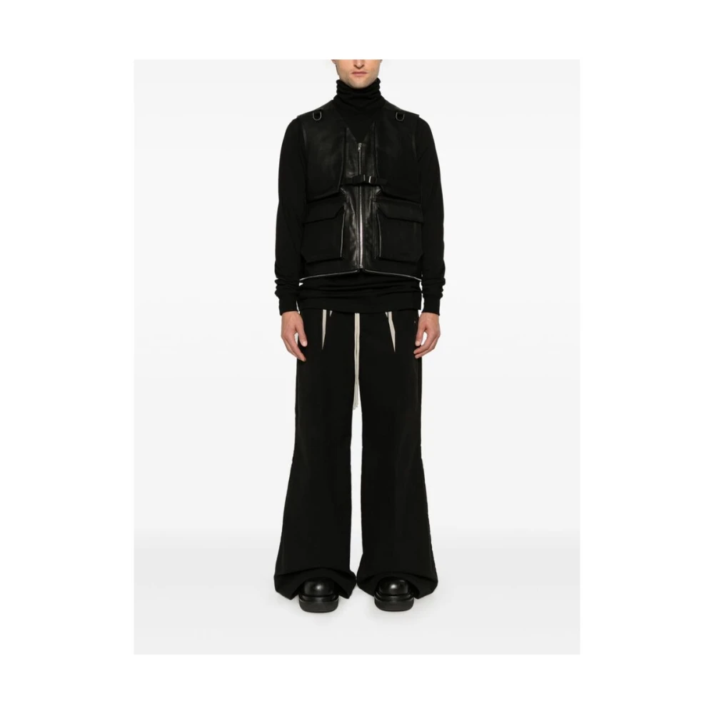 Rick Owens Zwarte Leren Mouwloze Gespjas Black Heren