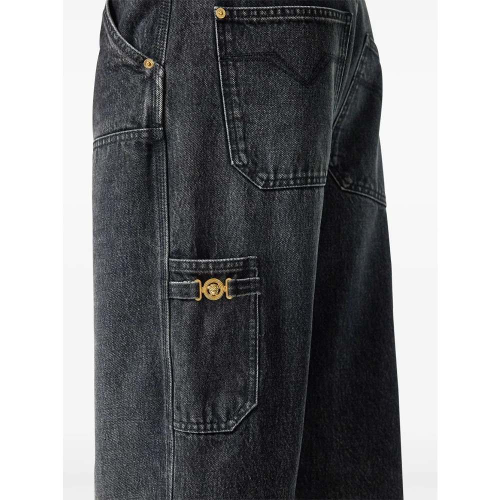 Versace Zwarte Patchwork Jeans Black Heren