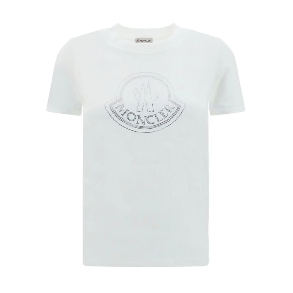 Moncler Katoenen T-shirt met juweelversiering White Dames