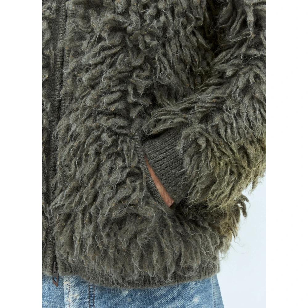 Diesel Hoodie jack in shaggy knit Gray Heren