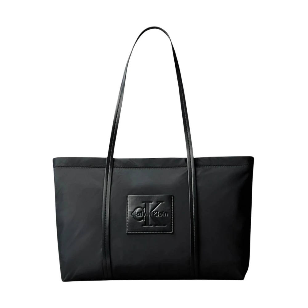 Calvin Klein Embossed Monologo Tote Bag, Black, Women - Image 3