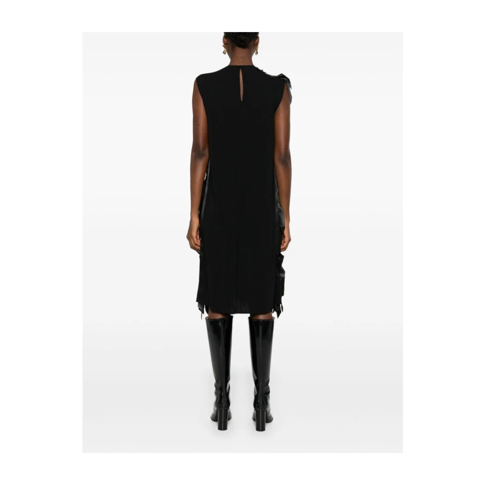 Prada Zwart lintdetail midi-jurk Black Dames
