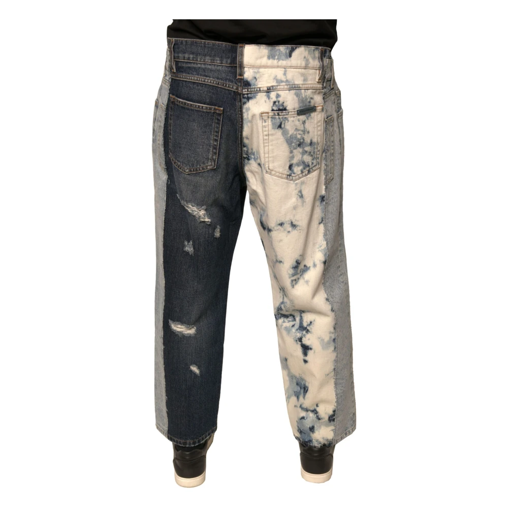 Dolce & Gabbana Multicolor Patchwork Straight Denim Jeans Multicolor Heren