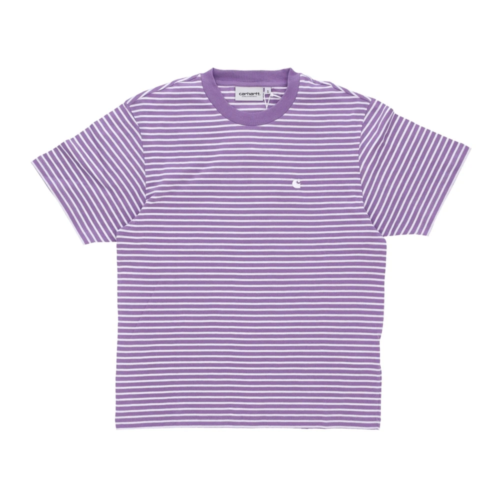 Carhartt WIP Gestreepte Crew Neck Tee Violanda Purple Dames