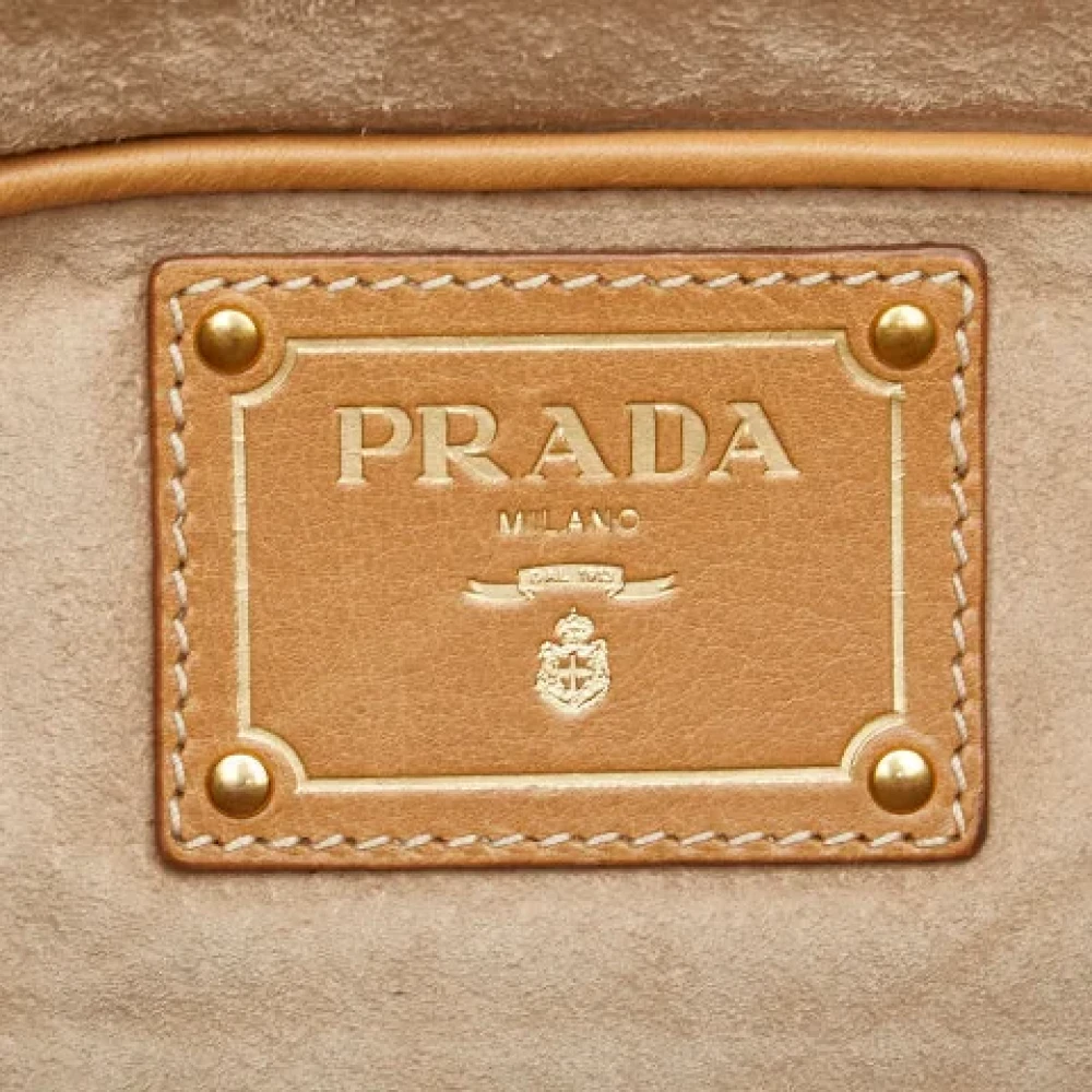 Prada Vintage Pre-owned Leather prada-bags Beige Dames